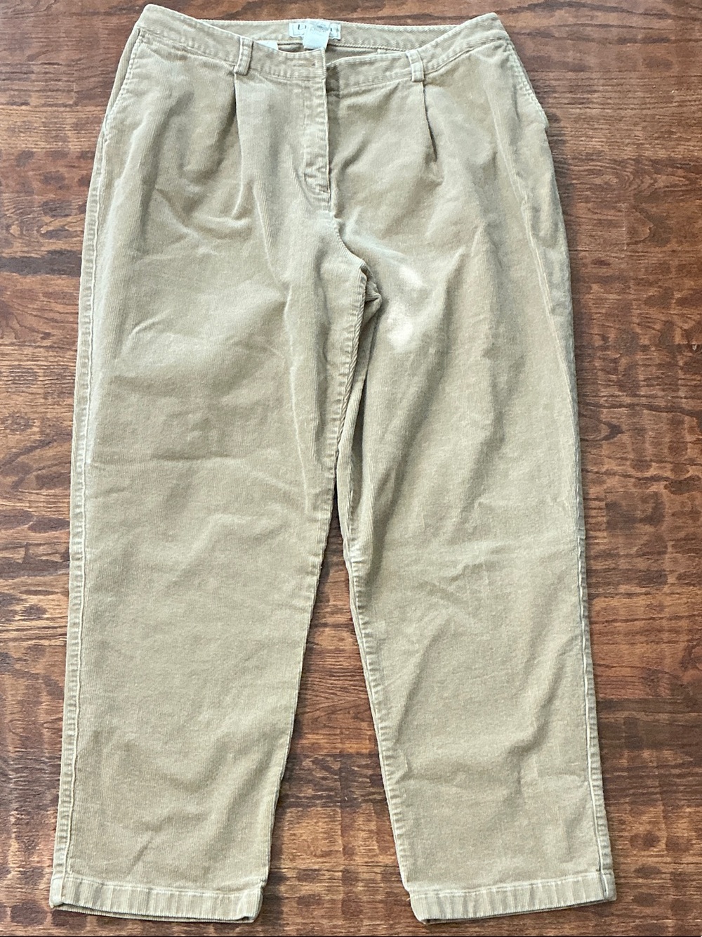 Vintage L.L. Bean Tan Corduroy Pants Pleated High Waist Small Size 6 Reg